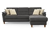 CAVADORE Ecksofa Palera / Federkern-Sofa in L-Form im Landhausstil / 244 x 89 x 163 / Mikrofaser-Bezug, Grau