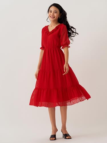 Image of AASK Dress for Women One Piece Kurta Set Tops Knee-Length Fit And Flare Dresses