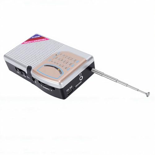 Radio portátil AM FM SW con antena y batería recargable miniatura 6
