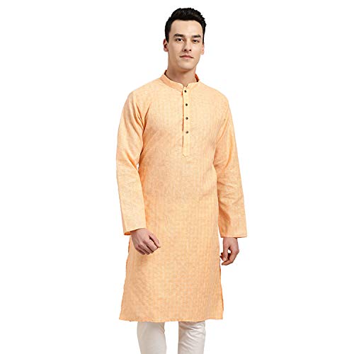 Image of SOJANYA Pastel Green Cotton Blend Kurta with Contrast Button Detailing
