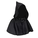 Générique Cape d'halloween à Capuche pour Adultes Cape Noire Décoration de fête d'halloween Play Prank Décoration Cape Demi-Longueur Décorations D'événements en Gros (Black, One Size)