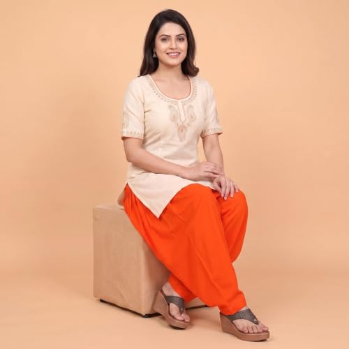 Image of FASHION GALLERY Women's Rayon Relaxed Fit Patiala Salwar with Full Length Drawstring Closure Type and Flexible Waist | Patiala Pant for Woman Free Size Fit Upto XXL