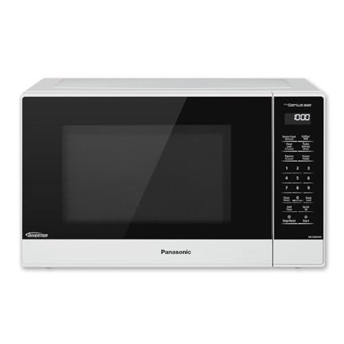 Panasonic NN-SN65KW Microwave Oven with Inverter Technology, 1200W, 1.2 cu.ft. Small Genius Sensor One-Touch Cooking, Popcorn Button, Turbo Defrost-NN-SN65KW-(White)