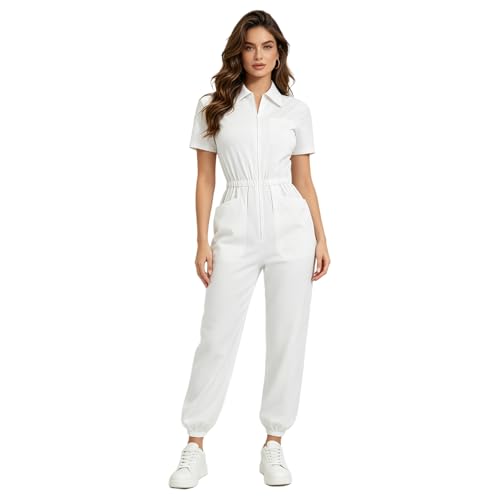 Combinaison travail médical chirurgical imperméable fermeture éclair vêtement pluie femme