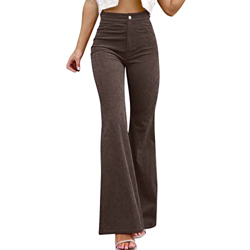 Pantalón ancho de terciopelo Cotele para mujer – Pantalón de terciopelo para mujer, pantalón de cintura alta, pantalones elásticos, delgados, de color liso, de corte ajustado, pantalones bonitos