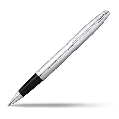 Image of Cross Calais Polished Chrome Refillable Rollerball Pen - Medium Point, Black Ink, Smooth Writing, Presented in a Luxury Gift Box