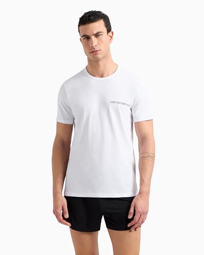 EMPORIO ARMANI Man Core Logoband - Paquete de 2 camisetas de cuello redondo, color blanco, talla S, Blanco/Blanco, S