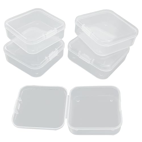 Image of LifCratms 12 Pcs Mini Clear Plastic Storage Containers Boxes, Small Bead Box for Collecting Small Items, Game Pieces, Jewelry, Business Cards, Crafts Accessories (2.16 x 2.16 x 0.79 Inch)