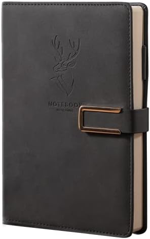 416P Super Thick Business Notebook A5 Buckle Sheepskin Notepad(Deer Head Design) PU Leather Hardcover NotepadJournal, Diary Gift (Gray)