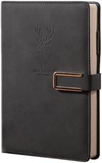 416P Super Thick Business Notebook A5 Buckle Sheepskin Notepad(Deer Head Design) PU Leather Hardcover NotepadJournal, Diary Gift (Gray)