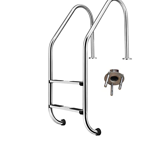 Escalera para piscina con barandilla de acero inoxidable y 2 peldaños