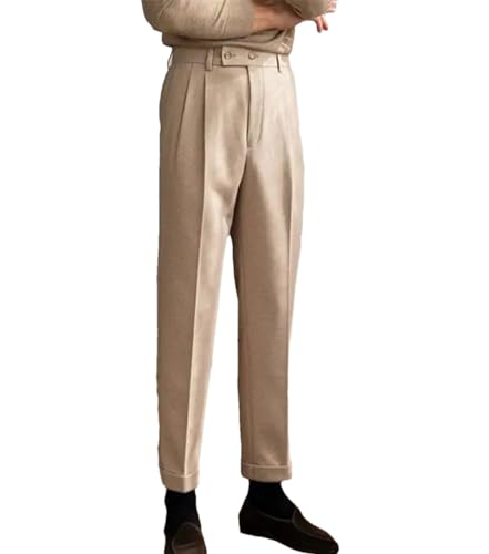 Generic High-Waisted Woolen Trousers Men‘S Warm Thicken Casual Loose High Street Long Pants Bottom Male Clothes