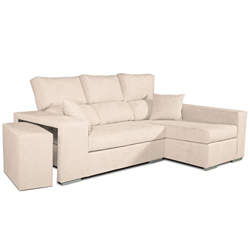 Tanuk Chaiselongue Arena Frigg Derecha 3 Plazas. 230x145 CM. Tejido con Sistema ACUALINE. Respaldo Reclinable y Puff (Envío y Subida a Domicilio Incluidos)