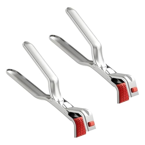 2 Pack Hot Plate Gripper Stainless Steel Anti Scald Bowl Holder Clip for Kitchen Non-Slip Anti Scald Bowl Gripper for Moving Hot Dishes from Air Fryer Microwave Oven Heat Resistant Tongs