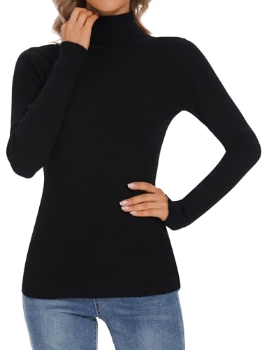 Turtleneck Sweaters for Women Ribbed Long Sleeve Pullover Sweater Slim Fit Jumpers Casual Trendy Knit Tops