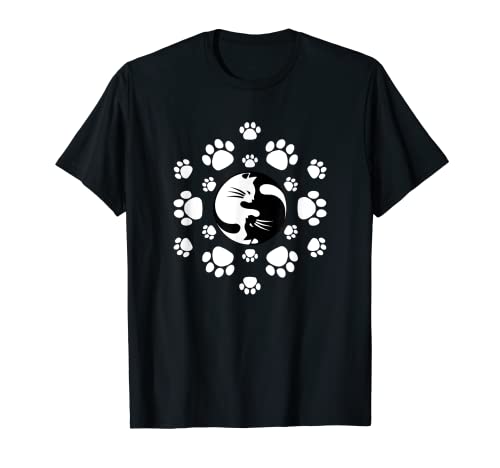 Adorable chat de yoga Yin Yang avec imprimé mandala T-Shirt