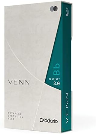 D'Addario VENN G2 Synthetic Clarinet Reeds - Bb Clarinet Reed with Advanced Synthetic Reed Construction of Polymer Fibers, Resin, Natural Cane - Strength 3.0
