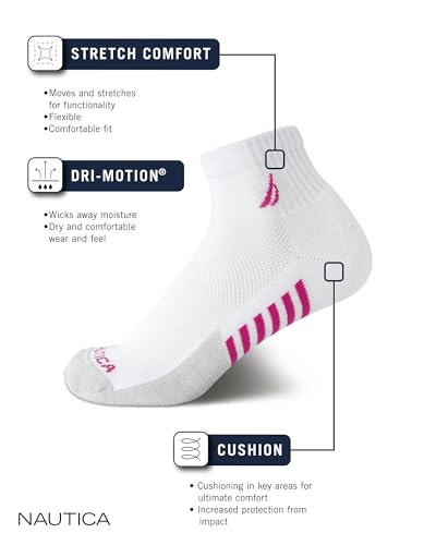 Nautica Womens Quarter Socks - 6 Pack Cushioned Moisture Wicking Athletic Socks for Women for Gym, Running, Sports (4-10)3