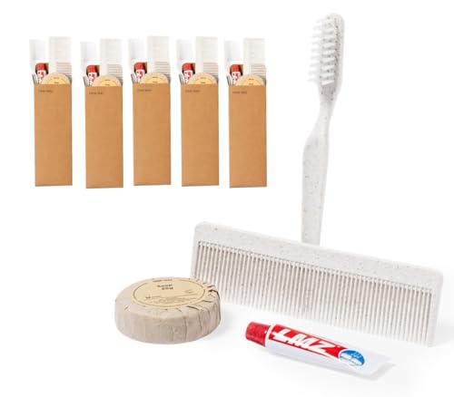 50 Lotes cepillo dientes + Pasta De Dientes + Pastilla Jabón + Peine, Empaquetados Individualmente. Para El Equipo Del Baño Del Hotel, Lavado De Campamento De Viaje, Pack practico y completo.