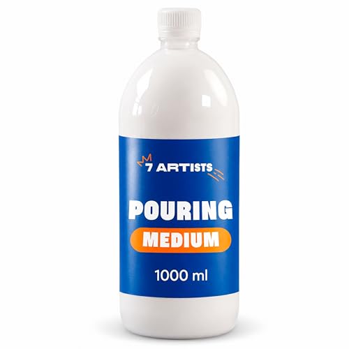 7 Artists Pouring Medium Acryl Professionelles 1000 ml Glänzend Fluid Art Acrylic Medium für Acrylfarben | Transparentes Acryl Bindemittel | Pouring Fluid Acrylbinder für Künstler & Anfänger
