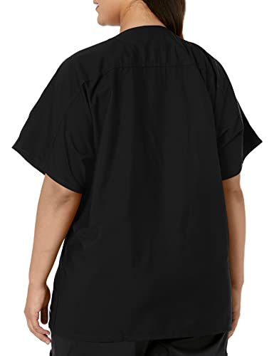 Landau Essentials Unisex Relaxed Fit 1-Pocket V-Neck Scrub Top 7502 Black - Thumbnail 4