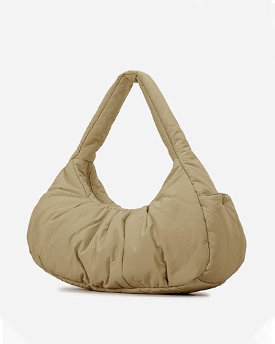 Image of NEWBELLA Women's Puffy Shoulder Bag Soft Nylon Lightweight Ruched Crescent Purse with Multiple Pockets for Travel Work