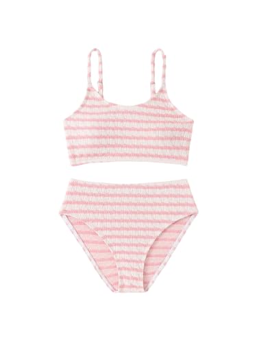 Girl's 2 Piece Swimsuits Striped Scoop Neck Beach Bathing Suit Cute Bikini Set