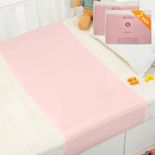 Image of PROMEED 2 Pack 100% Mulberry Silk Crib Sleeve for Baby Hair Loss Prevention, Premium 23 Momme Natural Silk Bassinet Slip for Bassinets/Cradles/Cots/Cribs (Pink)
