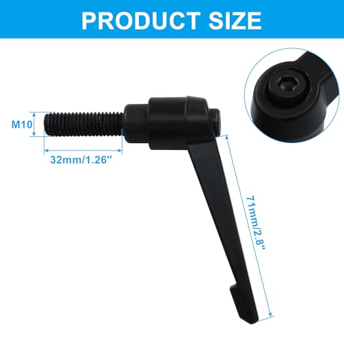 Image of 2Pcs Adjustable Clamping Lever Handle M10 x 32mm Male Thread Adjustable Handles Push Button Ratchet Lever Knob Rotating Screw Handles Bolts with Locking Lever