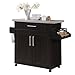 Hodedah Kitchen Island with Spice Rack, Towel Rack & Drawer, Chocolate with Grey Top