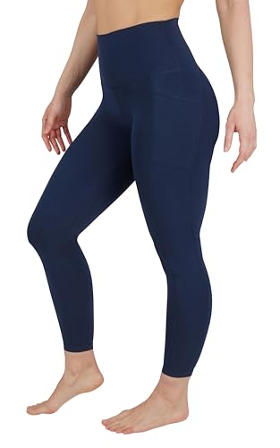 90 Degree By Reflex Cotton High Waist Ankle Length Compression Leggings with Elastic Free Waistband