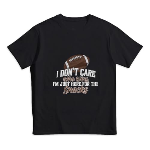 GERCASE I Don't Care Who Wins I'm Just Here for The Snacks Football Kids' 100% Cotton T-Shirt - Soft Tee for Boys & Girls