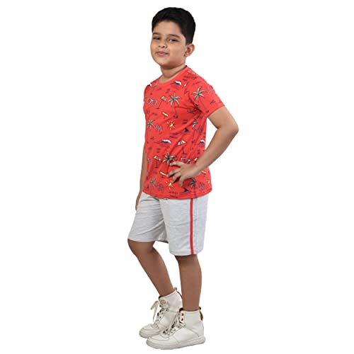 Image of Clothe Funn Boys Printed Cotton Half Sleeves T-Shirt & Shorts Set