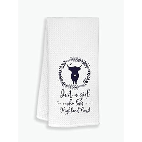 Just A Girl Who Loves Highland Cows Kitchen Towels Dishcloths,Country Life Farmhouse Animal Highland Cow Dish Towels Tea Towels Hand Towels for Kitchen,Gifts for Cow Lovers Farm Girls Women Cover