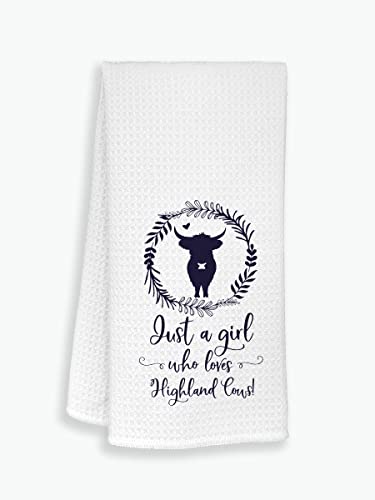 Just A Girl Who Loves Highland Cows Kitchen Towels Dishcloths,Country Life Farmhouse Animal Highland Cow Dish Towels Tea Towels Hand Towels For Kitchen,Gifts For Cow Lovers Farm Girls Women #TOP6