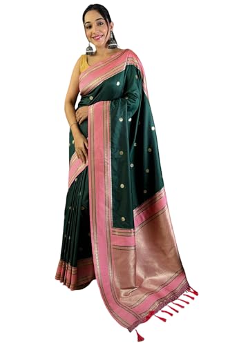 Image of SGF11 Women's Kanjivaram Pure Soft Silk Saree With Unstitched Blouse Piece