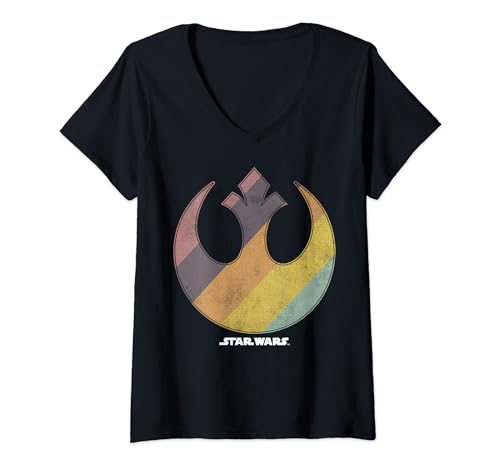 T-shirt Star Wars Rebel avec logo rainbow lumineux et col v fluide pour femme