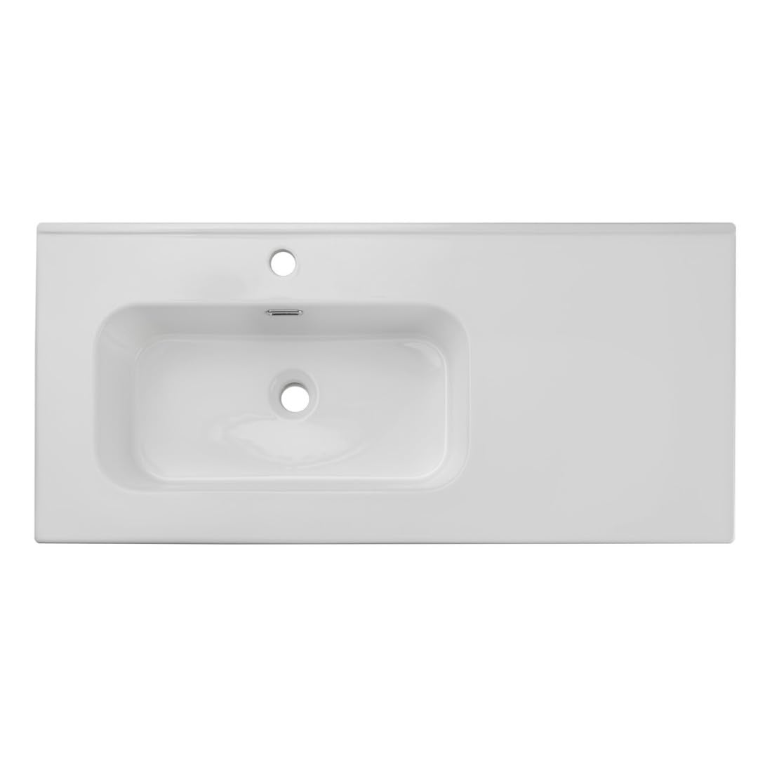 Meublorama Lavabo da incasso Essen 100 cm in ceramica bianca lucida decentrata sinistra
