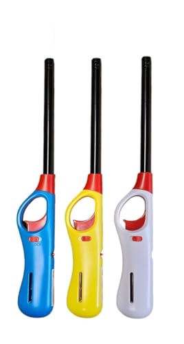 ezkart | (Pack of 3 - BBQ Lighter) Refillable Gas Safety Assorted Colours. Ideal for Kitchen,...