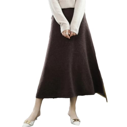 Women's 100 Percent Solid Wool Knitted Skirt Middle Long High Waist Hip Skirts
