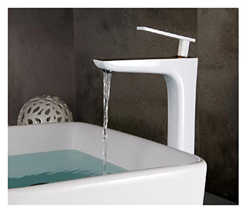 Grifo blanco y oro mezclador monomando de latón para baño y cocina