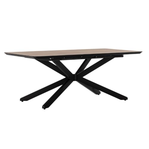 AltoBuy Table Repas Extensible 190/250cm Aspect chêne foncé Pieds étoile métal Noir - NADILIS