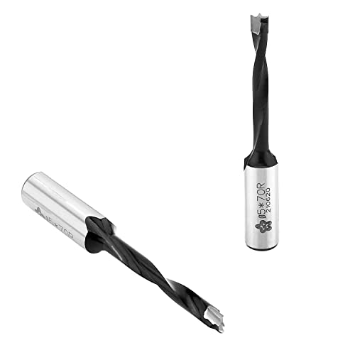 Utoolmart 木工ドリルビット ブラッドポイントドリルビット 木材加工用ブラッドポイントドリルビット 木工用ドリル 木工座ぐり 木工用穴あけ 直径5mm 全長70mm 2個