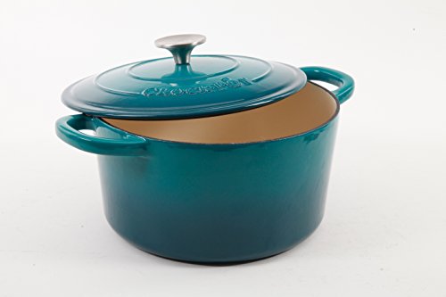 Crock Pot Artisan Round Enameled Cast Iron Dutch Oven, 5-Quart, Teal Ombre
