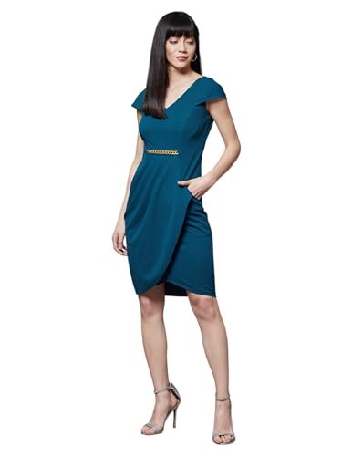 Image of Miss Chase Women's Sleeveless Collared Bodycon Above-Knee Polyester Dress