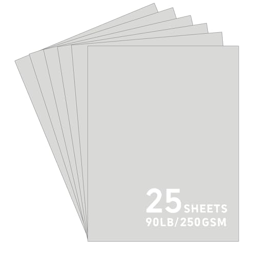 25Sheets Grey Cardstock Paper 8.5 x 11 Card stock for Cricut Thick Construction Paper for Card Making Scrapbooking Craft 90 lb / 250 gsm (Gray)