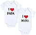 Unbekannt 2er Pack Baby Body weiß I Mama & I Papa Größe 0-3/3-6/6-9 Monate zur Auswahl (3-6 Monate)