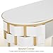 BarberPub Modern Manicure Table with Woven Leather, Nail Salon Desk with Metal Frame, Storage Spa Beauty Station with Open Shelf 2405 (White)