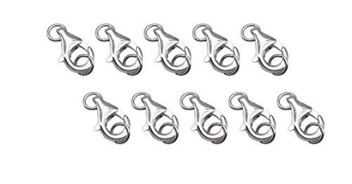 Karabinerverschluss aus 925er-Sterlingsilber, mit geschlossenen Binderingen zur Schmuckherstellung, 10 Stück Cover