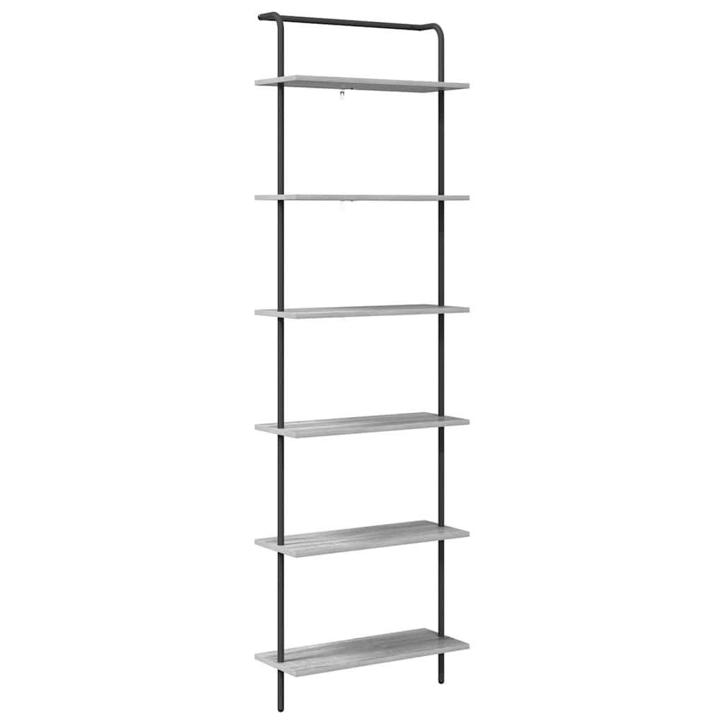Estantería gris Sonoma 60 x 24 x 203 cm, material de madera, estantería de pie con mucho espacio de almacenamiento, estantería moderna para salón, oficina, dormitorio, montaje en pared